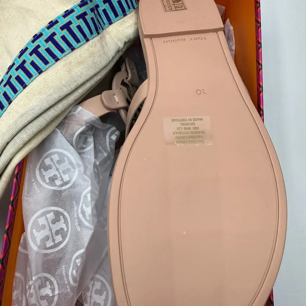 NEW NWT Tory Burch Miller Soft Calf Leather Sandals in Light Sand US 10